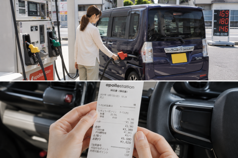 軽自動車の年間ガソリン代を比較するイメージ