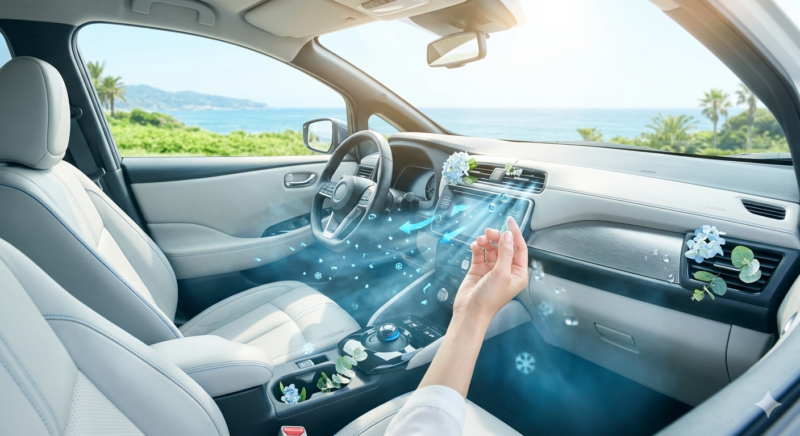 爽やかなカーエアコンから冷風が出ているイメージ