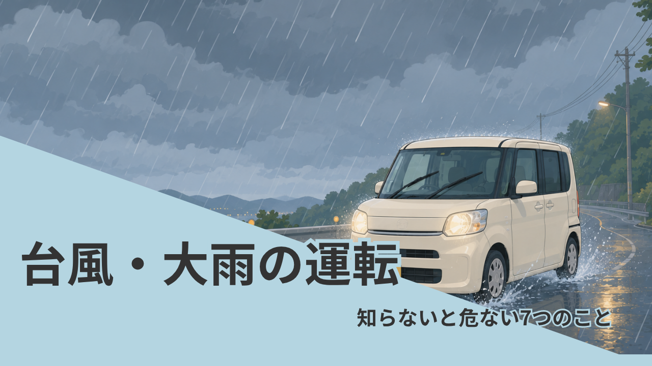 大雨の中を走る車を横から
