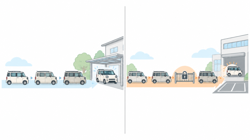 購入とカーリースで、契約終了後に車が残るかどうかを比べたイラスト